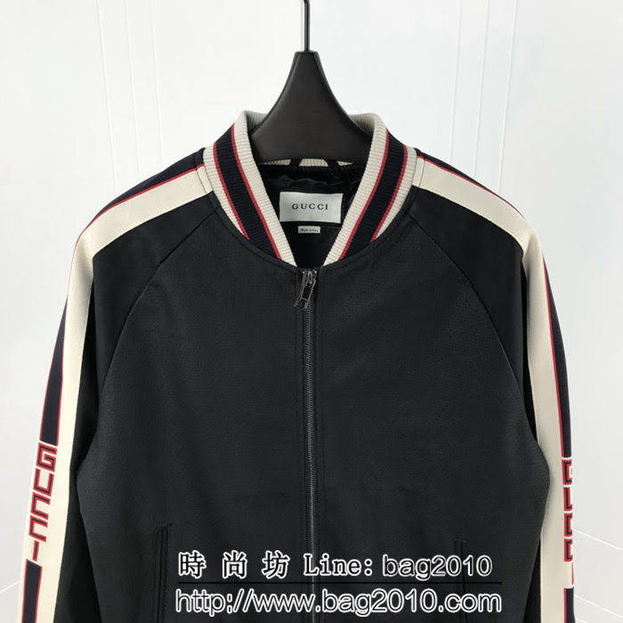 GUCCI古馳 18ss秋冬新款 背後G家經典方塊logo 鏤空設計Pu皮衣 男女同款 ydi1410